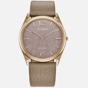 Citizen Men's 38mm Crystal Solar Eco-Drive Beige Watch